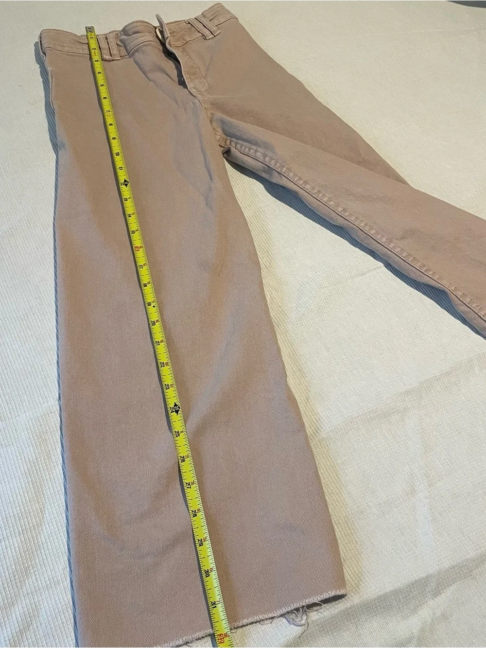 Zara Girls Wide Leg Jeans Beige Raw Hem Size 9 (134 cm Wide Leg